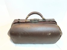 Vintage Antique Small Brown Doctors Bag Primitive Decor 18 x 9 x 7 picture