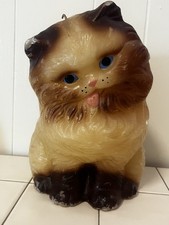 Huge 8lb Persian/Siamese Cat Molded Candle Vintage 1970’s picture