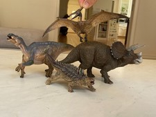 Lot of 4 Papo Dinosaurs: Triceratops, Iguanodon, Ankylosaurus & Pteranodon picture