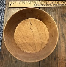 Handmade Cherry Wood Bowl, Signed picture
