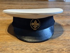 Vintage Royal Navy Sea Scout white officer Leaders Hat peak cap CW Headdresss  picture