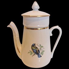 VINTAGE French PILLIVUYT France Tea Pot w/infuser.  c.1920 Birds picture