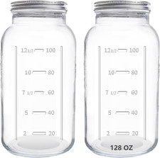 128 Oz Mason Jars Extra Wide Mouth 2 Pack, 1 Gallon Glass Large Jars with Airtig picture