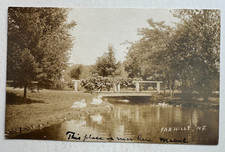 1911 NJ RPPC Postcard Far Hills New Jersey Park Bridge Swans Ducks Stream Scenic picture