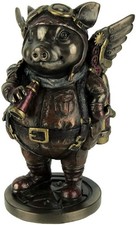 Veronese Design Steampunk Aviator Bronze Toned Flying Pig Figurine, 5 1/4 Inch picture