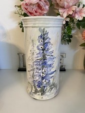 Fabbro Rivignano Hand Made Painted Large Vase Made in Italy Floral Signed 10