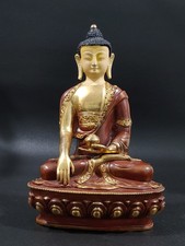 Vintage Tibetan Buddhism Lord Shakyamuni Buddha Copper Brass Figurine Sculpture picture