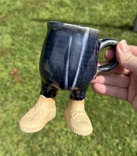 Vintage MUDDY WATERS Sneakers Ugly Foot Mug - Blue - CERAMIC POTTERY Cup picture