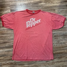 VTG Dr Pepper 1988 Original Red Ringer T-Shirt Red/White Soda Theme XL 80s  picture