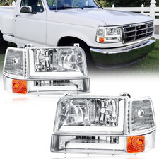 Par for 1992-1996 Ford F150 F250 F350 Bronco Headlights W/ 2 LED DRL Passenger D picture