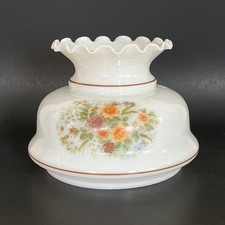 Vintage Wild Flowers Hurricane Oil Or Electric Glass Lamp Shade For 7” Fitter B picture