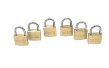 20mm Small Mini Brass Padlock with Brass Chromed Keys Pack of 6 All Keyed Alike picture