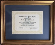 1984 Masonic Past Master Certificate Framed Lodge 728 A.F.&A.M. picture