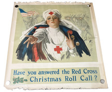 Original WWI US Red Cross Poster Harrison Fisher Christmas Roll Call Nurse picture