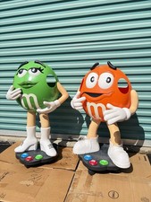 Lot of 2 Vintage M&M Store Display Advertising Figures Orange & Green 36