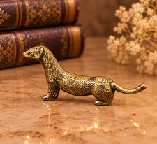Solid Vintage Brass Weasel Statue Ornament Animal Collectible CUTE Ferret Desk picture