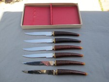 VINTAGE REGENT SHEFFEILD STEAK KNIVES STAINLESS STEEL NEVER USED SET OF 6 picture