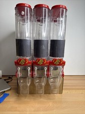 Lot of 3 Vintage Jelly Belly Candy Dispensers | Triple Acrylic Gravity Feed Red picture