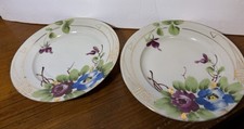 Hand Painted Nippon Plates (8) Floral Gold picture