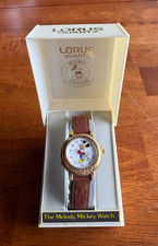 Vintage Lorus Disney Mickey Mouse Gold Musical Melody Watch picture