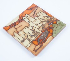 VTG Cleo TEISSEDRE Southwestern ART Ceramic Pueblo Design Wall Tile or Trivet 4