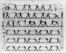 Photo:Fencing 1900s Training Positions Thrust Swordsmen Equipment Diagram picture