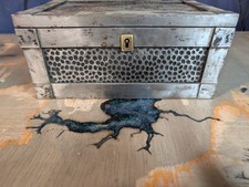  Metal Box Vintage Hinged Lid Rare L@@K picture