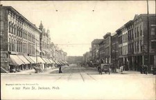 Jackson Michigan MI Main Street Rotograph c1900s-10s Postcard picture