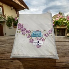 VTG NOS Kleenwink 2 Standard Pillowcases Purple Floral Cottage Cotton New *READ  picture