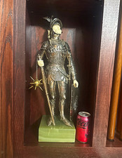 Antique 23 inch 15.4 pound hollow sterling silver green onyx knight statue picture