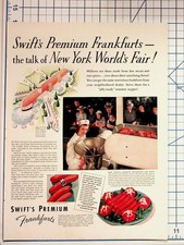 1939 Swift's Premium Frankfurts Hot Dogs New York World's Fair Vintage Ad picture