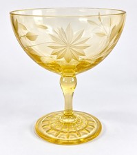Lancaster Jubilee Yellow Depression Glass Champagne Tall Sherbet 4.75
