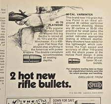 1973 Vintage Speer Bullets Print Ad Original 45/70 Flatnose 30 Cal Varminter Art picture