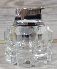 Vintage 1970s Mikasa Lead Crystal & Chrome Table Lighter Germany W/ Foil Tag picture