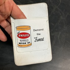 Vintage AMALIE  Motor Oil White Vinyl Mechanic Pocket Protector  picture
