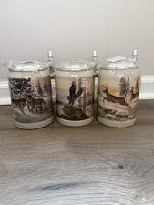 Vintage Domex German Collectible Steins Collection of 3-Wolf, Eagle, Deer-New picture