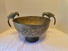 Vintage Decorative Solid Brass Bowl with Parrot Handle picture