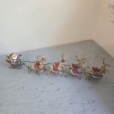 1992 Vtg Hallmark Santa Sleigh w/ Reindeer Team Christmas Hanging Ornament picture