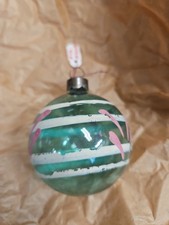 Vintage Heim? Unsilvered Glass Floral Christmas Ornament U.S of A. picture