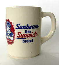 Sunbeam The Sunwich Bread Advertising Coffee Mug White Red Blue Americana picture