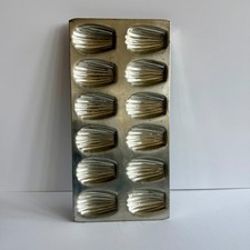 Vintage Madeleine Pan 12 Well Shell Mold Tinned Steel French Baking Tin Pastry picture