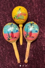 Vintage Hand-Painted Mexican Souvenir Maracas Set of 3 picture