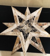 2 Texas Star Rustic Architectural Wood & Iron Folk Art distressed wall decor 21” picture