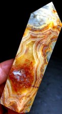 109g WOW Crazy Agate Yellow stripe agate Quart CRYSTAL WAND POINT Healing  h471 picture