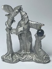 Jaycraft Pewter Wizard with Owl and Crystal Ball Figurine 1 7/8” 1994 picture