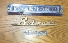 Set Of 3 Belmont Emblem Badge Nameplate Vintage Antique Metal picture