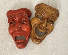 Vintage Comedy & Tragedy Masks - Wall Plaque 1953 Universal Statuary - One Piece picture
