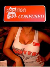 Hooters Girl Uniform Confused Name Tag Halloween Costume Fancy Dress etra Pin  picture
