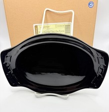 Longaberger Pottery Small Oval Serving Platter Ebony New in Box Woven Traditions picture