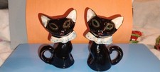 Black Cat Ceramic Salt & Pepper Shakers Pair with White Collars picture